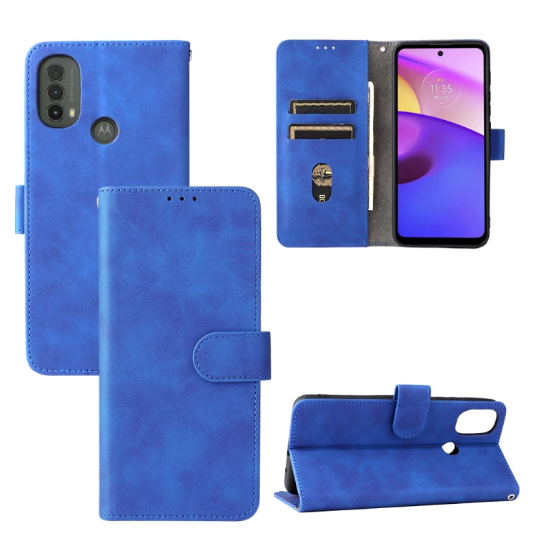Skin Feel Custodia in pelle per telefono a conchiglia orizzontale magnetica con supporto, slot per schede e portafoglio, For Motorola Moto E20 / E30 / E40