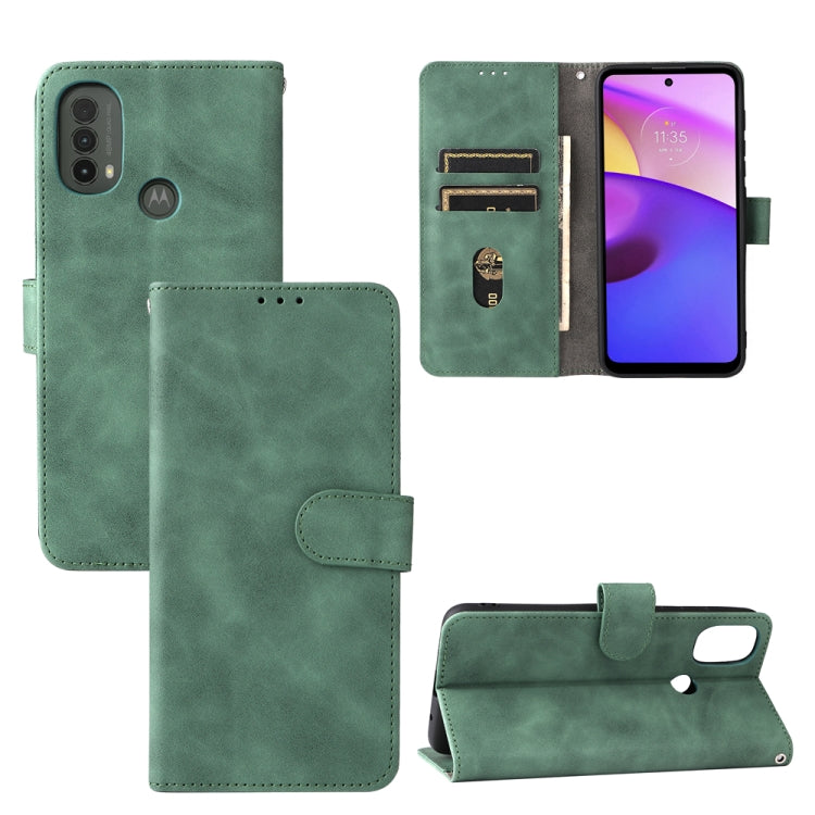 Skin Feel Custodia in pelle per telefono a conchiglia orizzontale magnetica con supporto, slot per schede e portafoglio, For Motorola Moto E20 / E30 / E40
