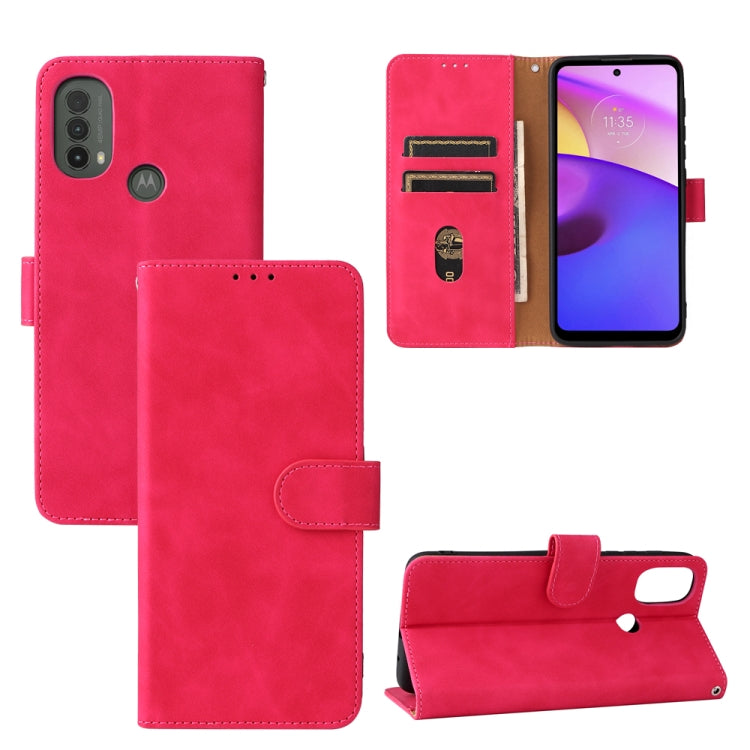 Skin Feel Custodia in pelle per telefono a conchiglia orizzontale magnetica con supporto, slot per schede e portafoglio, For Motorola Moto E20 / E30 / E40