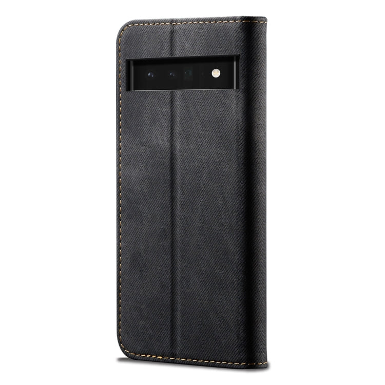 Custodia per telefono in pelle stile casual con trama denim con supporto, slot per schede e portafoglio, For Google Pixel 6, For Google Pixel 6 Pro