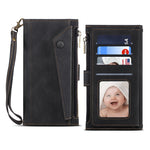 Custodia per telefono in pelle smerigliata retrò con supporto, slot per schede, portafoglio, tasca con cerniera e cordino, For Google Pixel 6, For Google Pixel 6 Pro