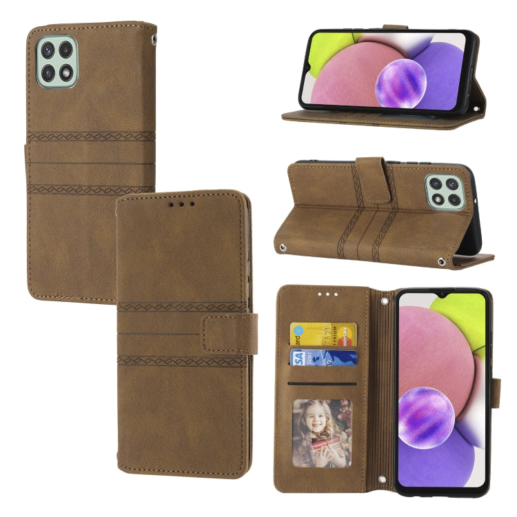 Custodia in pelle per telefono a conchiglia orizzontale con fibbia magnetica a righe in rilievo, For Samsung Galaxy A03 International Version, For Xiaomi Redmi Note 11, For Samsung Galaxy A03 EU Version, For Xiaomi Redmi Note 11 Pro