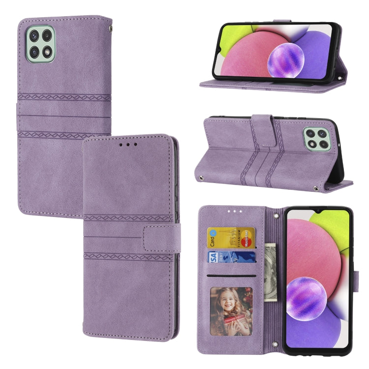 Custodia in pelle per telefono a conchiglia orizzontale con fibbia magnetica a righe in rilievo, For Samsung Galaxy A03 International Version, For Xiaomi Redmi Note 11, For Samsung Galaxy A03 EU Version, For Xiaomi Redmi Note 11 Pro