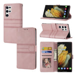 Custodia in pelle per telefono a conchiglia orizzontale con fibbia magnetica a righe in rilievo, For Samaung Galaxy S22 Ultra 5G