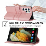 Custodia in pelle per telefono a conchiglia orizzontale con fibbia magnetica a righe in rilievo, For Samaung Galaxy S22 Ultra 5G