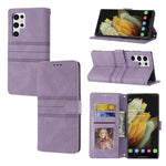 Custodia in pelle per telefono a conchiglia orizzontale con fibbia magnetica a righe in rilievo, For Samaung Galaxy S22 Ultra 5G