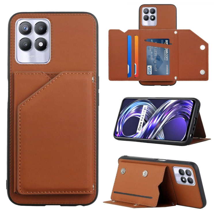 Skin Feel PU + TPU + Cover posteriore per PC Custodia per telefono antiurto con slot per schede e supporto e cornice per foto, For OPPO Realme 8i, For Samsung Galaxy A13 5G, For Samsung Galaxy M52 5G, For Xiaomi Mi 11T / Mi 11 Pro