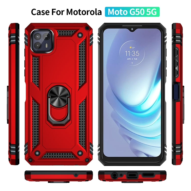 Custodia protettiva antiurto in TPU + PC con supporto girevole a 360 gradi, For Motorola Moto G50 5G