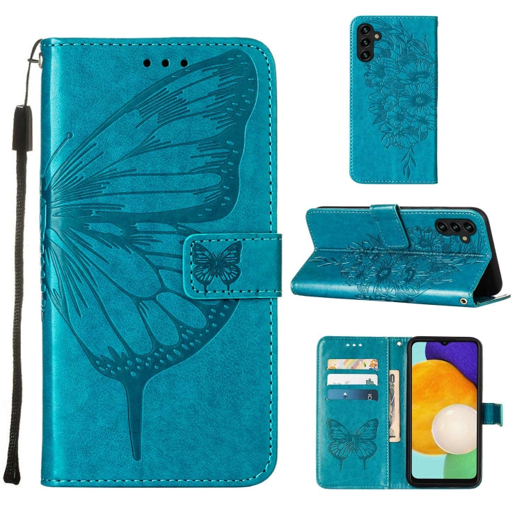 Custodia per telefono in pelle con farfalla goffrata con supporto e slot per schede, portafoglio e cordino, For Samsung Galaxy A13 5G, For Samsung Galaxy F52 5G, For Samsung Galaxy S22 5G