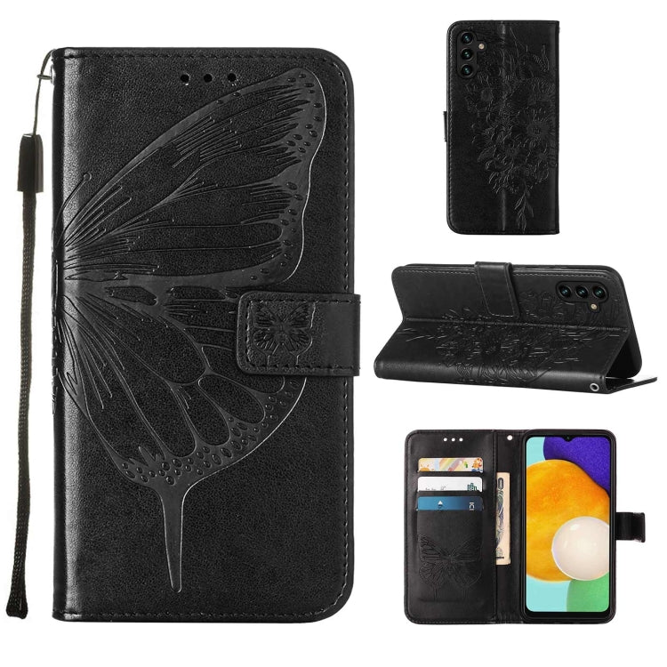 Custodia per telefono in pelle con farfalla goffrata con supporto e slot per schede, portafoglio e cordino, For Samsung Galaxy A13 5G, For Samsung Galaxy F52 5G, For Samsung Galaxy S22 5G
