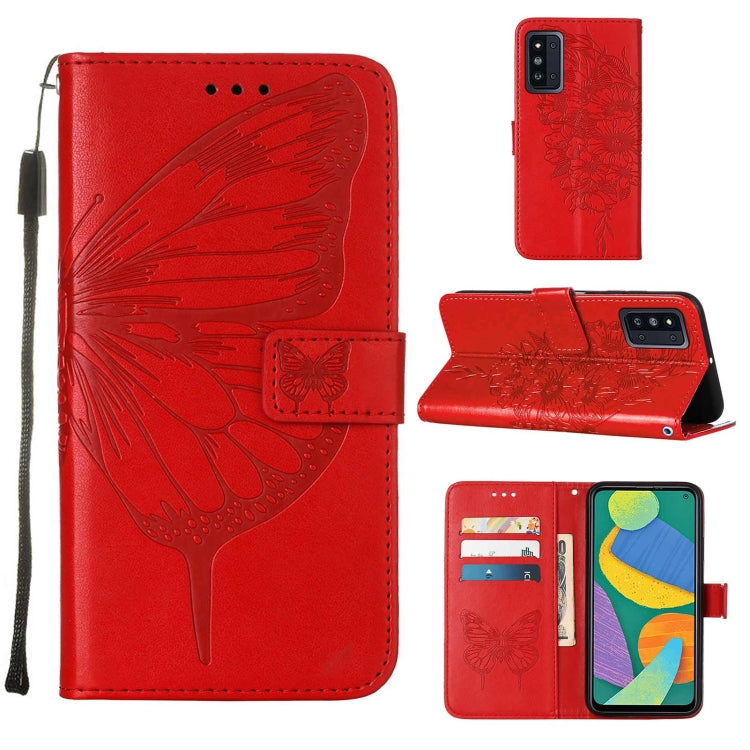Custodia per telefono in pelle con farfalla goffrata con supporto e slot per schede, portafoglio e cordino, For Samsung Galaxy A13 5G, For Samsung Galaxy F52 5G, For Samsung Galaxy S22 5G