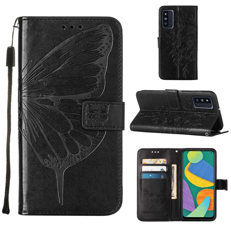 Custodia per telefono in pelle con farfalla goffrata con supporto e slot per schede, portafoglio e cordino, For Samsung Galaxy A13 5G, For Samsung Galaxy F52 5G, For Samsung Galaxy S22 5G