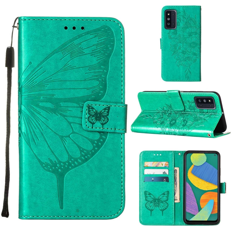 Custodia per telefono in pelle con farfalla goffrata con supporto e slot per schede, portafoglio e cordino, For Samsung Galaxy A13 5G, For Samsung Galaxy F52 5G, For Samsung Galaxy S22 5G