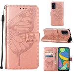 Custodia per telefono in pelle con farfalla goffrata con supporto e slot per schede, portafoglio e cordino, For Samsung Galaxy A13 5G, For Samsung Galaxy F52 5G, For Samsung Galaxy S22 5G