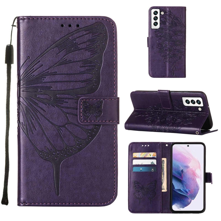 Custodia per telefono in pelle con farfalla goffrata con supporto e slot per schede, portafoglio e cordino, For Samsung Galaxy A13 5G, For Samsung Galaxy F52 5G, For Samsung Galaxy S22 5G