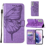 Custodia per telefono in pelle con farfalla goffrata con supporto e slot per schede, portafoglio e cordino, For Samsung Galaxy A13 5G, For Samsung Galaxy F52 5G, For Samsung Galaxy S22 5G