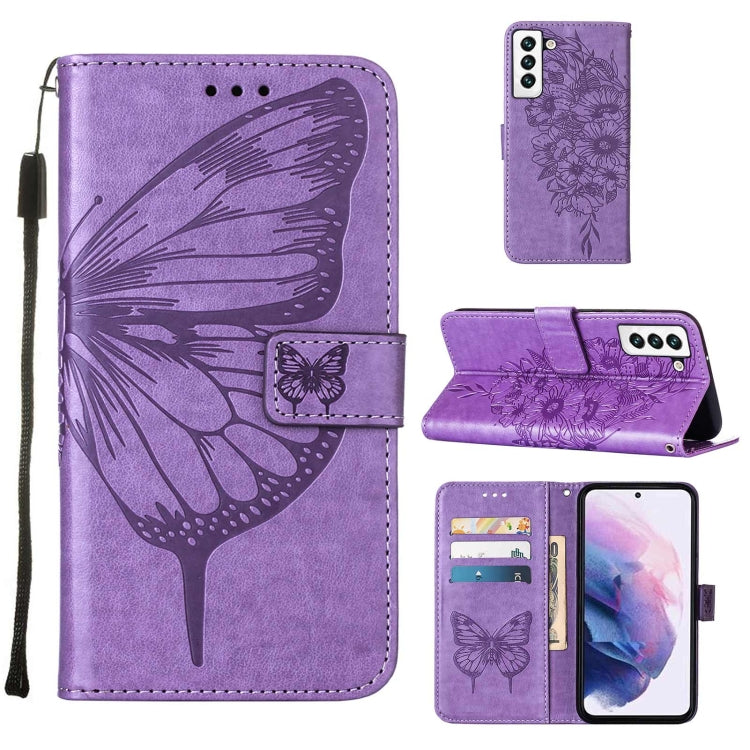Custodia per telefono in pelle con farfalla goffrata con supporto e slot per schede, portafoglio e cordino, For Samsung Galaxy A13 5G, For Samsung Galaxy F52 5G, For Samsung Galaxy S22 5G