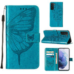Custodia per telefono in pelle con farfalla goffrata con supporto e slot per schede, portafoglio e cordino, For Samsung Galaxy S22+ 5G, For Samsung Galaxy S22 Ultra 5G, For Xiaomi Mi 11T 5G / 11T Pro 5G