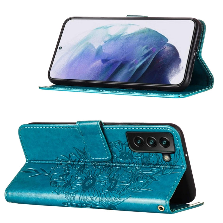 Custodia per telefono in pelle con farfalla goffrata con supporto e slot per schede, portafoglio e cordino, For Samsung Galaxy S22+ 5G, For Samsung Galaxy S22 Ultra 5G, For Xiaomi Mi 11T 5G / 11T Pro 5G