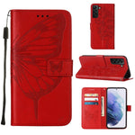 Custodia per telefono in pelle con farfalla goffrata con supporto e slot per schede, portafoglio e cordino, For Samsung Galaxy S22+ 5G, For Samsung Galaxy S22 Ultra 5G, For Xiaomi Mi 11T 5G / 11T Pro 5G