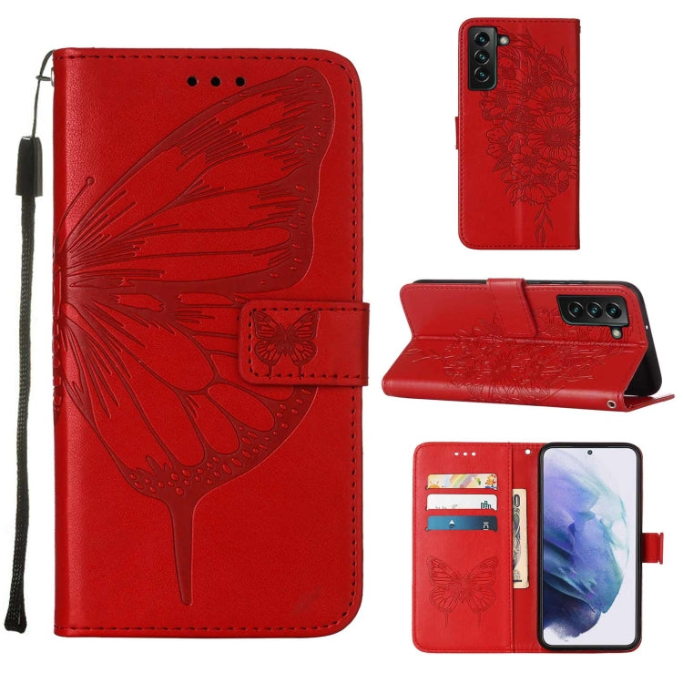 Custodia per telefono in pelle con farfalla goffrata con supporto e slot per schede, portafoglio e cordino, For Samsung Galaxy S22+ 5G, For Samsung Galaxy S22 Ultra 5G, For Xiaomi Mi 11T 5G / 11T Pro 5G