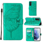 Custodia per telefono in pelle con farfalla goffrata con supporto e slot per schede, portafoglio e cordino, For Samsung Galaxy S22+ 5G, For Samsung Galaxy S22 Ultra 5G, For Xiaomi Mi 11T 5G / 11T Pro 5G