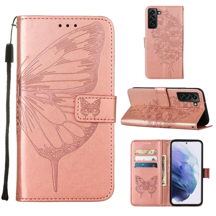 Custodia per telefono in pelle con farfalla goffrata con supporto e slot per schede, portafoglio e cordino, For Samsung Galaxy S22+ 5G, For Samsung Galaxy S22 Ultra 5G, For Xiaomi Mi 11T 5G / 11T Pro 5G
