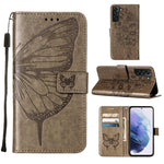 Custodia per telefono in pelle con farfalla goffrata con supporto e slot per schede, portafoglio e cordino, For Samsung Galaxy S22+ 5G, For Samsung Galaxy S22 Ultra 5G, For Xiaomi Mi 11T 5G / 11T Pro 5G