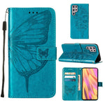 Custodia per telefono in pelle con farfalla goffrata con supporto e slot per schede, portafoglio e cordino, For Samsung Galaxy S22+ 5G, For Samsung Galaxy S22 Ultra 5G, For Xiaomi Mi 11T 5G / 11T Pro 5G