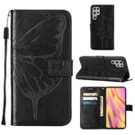 Custodia per telefono in pelle con farfalla goffrata con supporto e slot per schede, portafoglio e cordino, For Samsung Galaxy S22+ 5G, For Samsung Galaxy S22 Ultra 5G, For Xiaomi Mi 11T 5G / 11T Pro 5G