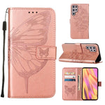 Custodia per telefono in pelle con farfalla goffrata con supporto e slot per schede, portafoglio e cordino, For Samsung Galaxy S22+ 5G, For Samsung Galaxy S22 Ultra 5G, For Xiaomi Mi 11T 5G / 11T Pro 5G