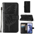 Custodia per telefono in pelle con farfalla goffrata con supporto e slot per schede, portafoglio e cordino, For Samsung Galaxy S22+ 5G, For Samsung Galaxy S22 Ultra 5G, For Xiaomi Mi 11T 5G / 11T Pro 5G