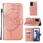 Custodia per telefono in pelle con farfalla goffrata con supporto e slot per schede, portafoglio e cordino, For Samsung Galaxy S22+ 5G, For Samsung Galaxy S22 Ultra 5G, For Xiaomi Mi 11T 5G / 11T Pro 5G