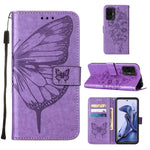 Custodia per telefono in pelle con farfalla goffrata con supporto e slot per schede, portafoglio e cordino, For Samsung Galaxy S22+ 5G, For Samsung Galaxy S22 Ultra 5G, For Xiaomi Mi 11T 5G / 11T Pro 5G