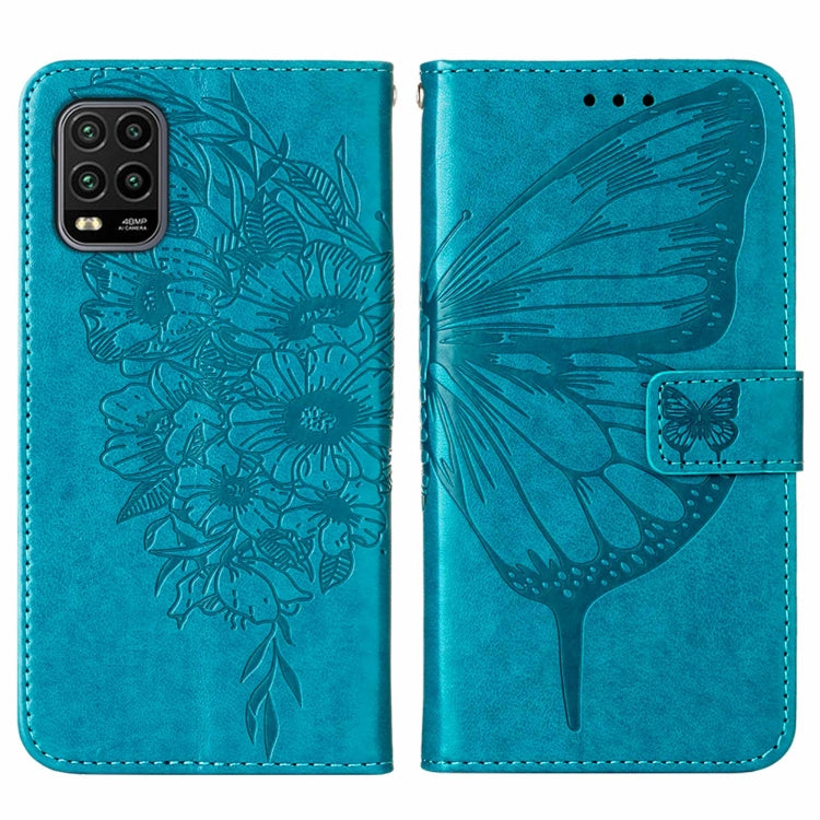 Custodia per telefono in pelle con farfalla goffrata con supporto e slot per schede, portafoglio e cordino, For Xiaomi Mi 10 5G / 10 Pro 5G