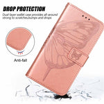 Custodia per telefono in pelle con farfalla goffrata con supporto e slot per schede, portafoglio e cordino, For Xiaomi Mi 10 5G / 10 Pro 5G