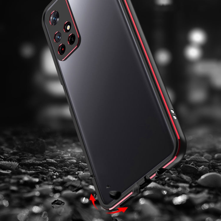 Protezione per obiettivo serie Aurora + custodia per telefono con struttura in metallo, For Xiaomi Redmi Note 11