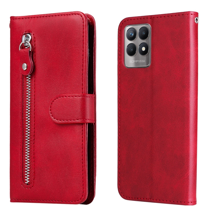 Custodia per telefono in pelle flip orizzontale con cerniera texture vitello, For OPPO Realme 8i, For OPPO Realme GT Neo2, For OPPO Reno6 4G, For Huawei nova 8i / Honor 50 Lite
