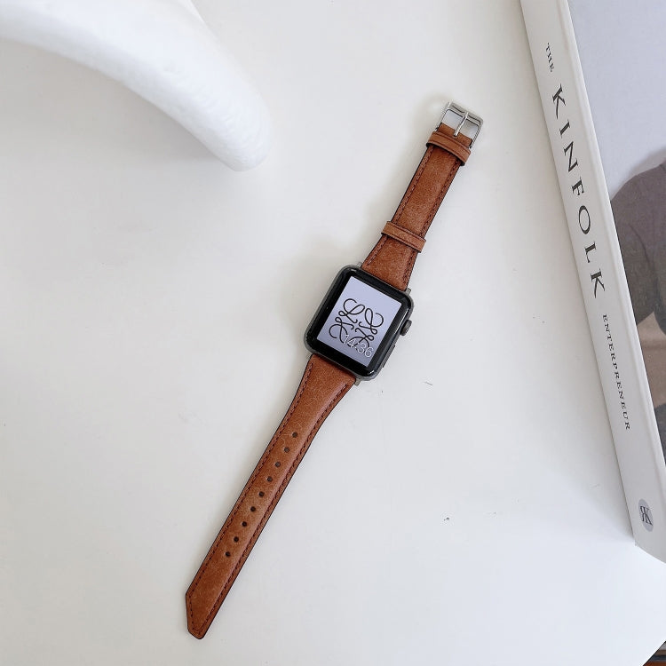 Cinturino di ricambio in pelle bovina a forma di coda di coltello per Apple Watch Series, 7 45mm / 6&SE&5&4 44mm / 3&2&1 42mm, 7 41mm / 6&SE&5&4 40mm / 3&2&1 38mm