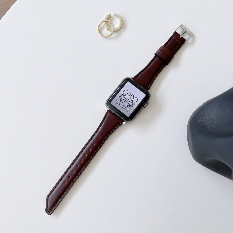 Cinturino di ricambio in pelle bovina a forma di coda di coltello per Apple Watch Series, 7 45mm / 6&SE&5&4 44mm / 3&2&1 42mm, 7 41mm / 6&SE&5&4 40mm / 3&2&1 38mm