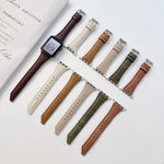 Cinturino di ricambio in pelle bovina a forma di coda di coltello per Apple Watch Series, 7 45mm / 6&SE&5&4 44mm / 3&2&1 42mm, 7 41mm / 6&SE&5&4 40mm / 3&2&1 38mm