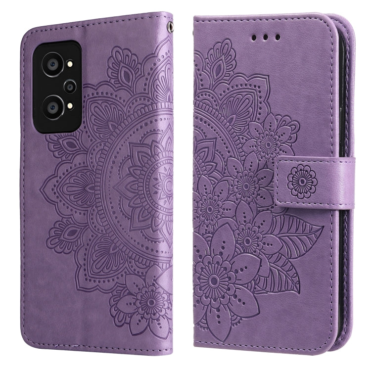 Custodia per telefono in pelle con flip in rilievo con fiori a 7 petali con supporto e slot per schede, For Huawei nova 8i / Honor 50 Lite, For Huawei nova 9 / Honor 50, For Nokia G50, For OPPO Realme GT Neo2