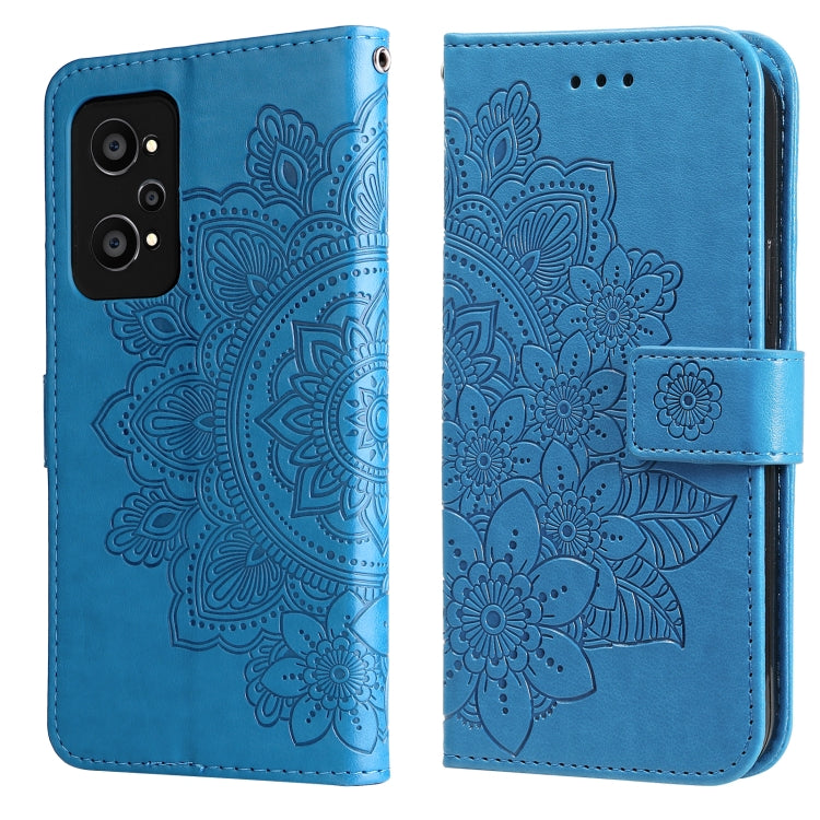 Custodia per telefono in pelle con flip in rilievo con fiori a 7 petali con supporto e slot per schede, For Huawei nova 8i / Honor 50 Lite, For Huawei nova 9 / Honor 50, For Nokia G50, For OPPO Realme GT Neo2