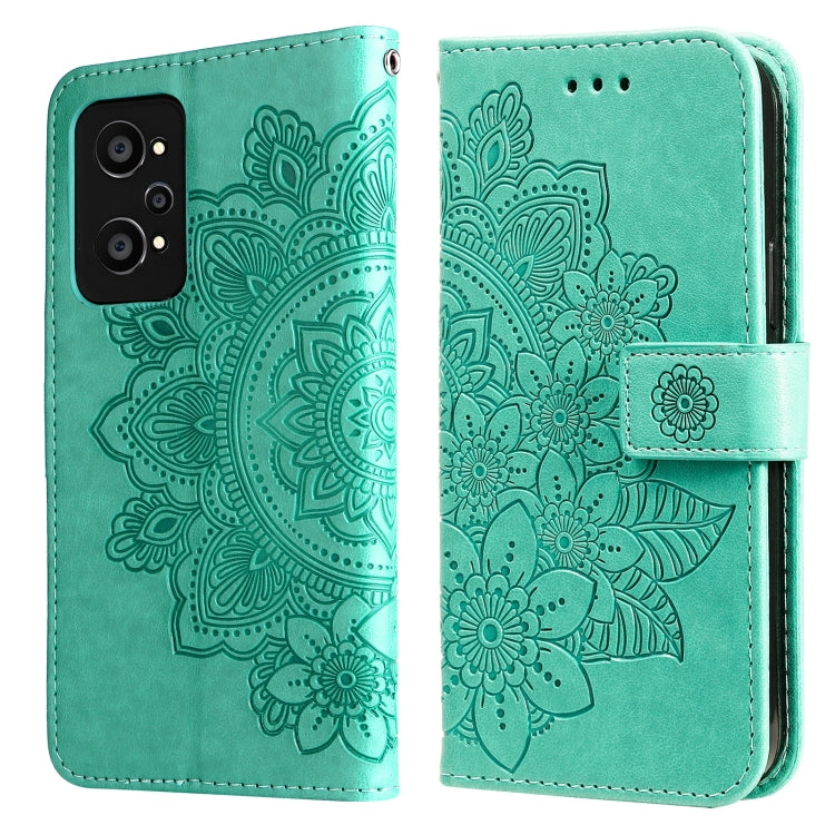 Custodia per telefono in pelle con flip in rilievo con fiori a 7 petali con supporto e slot per schede, For Huawei nova 8i / Honor 50 Lite, For Huawei nova 9 / Honor 50, For Nokia G50, For OPPO Realme GT Neo2
