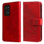 Custodia per telefono in pelle con flip in rilievo con fiori a 7 petali con supporto e slot per schede, For Huawei nova 8i / Honor 50 Lite, For Huawei nova 9 / Honor 50, For Nokia G50, For OPPO Realme GT Neo2