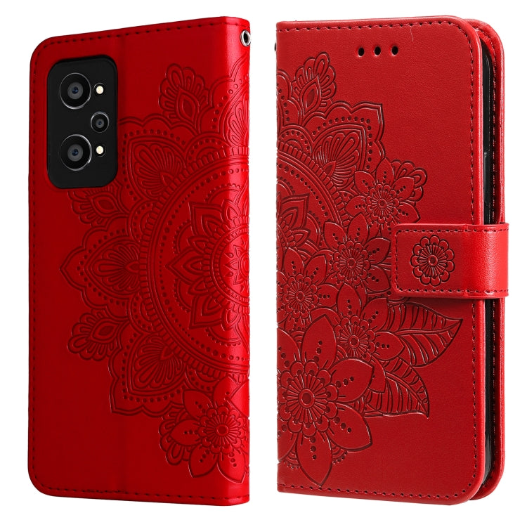 Custodia per telefono in pelle con flip in rilievo con fiori a 7 petali con supporto e slot per schede, For Huawei nova 8i / Honor 50 Lite, For Huawei nova 9 / Honor 50, For Nokia G50, For OPPO Realme GT Neo2