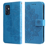 Custodia per telefono in pelle con flip in rilievo con fiori a 7 petali con supporto e slot per schede, For OPPO Reno6 4G, For Samsung Galaxy M52 5G, For Samsung Galaxy S22 5G, For Samsung Galaxy S22+ 5G