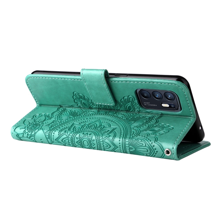 Custodia per telefono in pelle con flip in rilievo con fiori a 7 petali con supporto e slot per schede, For OPPO Reno6 4G, For Samsung Galaxy M52 5G, For Samsung Galaxy S22 5G, For Samsung Galaxy S22+ 5G