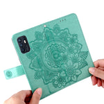 Custodia per telefono in pelle con flip in rilievo con fiori a 7 petali con supporto e slot per schede, For OPPO Reno6 4G, For Samsung Galaxy M52 5G, For Samsung Galaxy S22 5G, For Samsung Galaxy S22+ 5G
