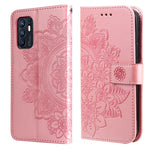 Custodia per telefono in pelle con flip in rilievo con fiori a 7 petali con supporto e slot per schede, For OPPO Reno6 4G, For Samsung Galaxy M52 5G, For Samsung Galaxy S22 5G, For Samsung Galaxy S22+ 5G